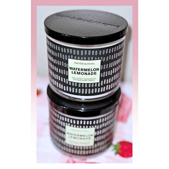 Lot of 2 Bath & Body Works Watermelon Lemonade Large 3-Wick Candle 14.5oz - Picture 1 of 4